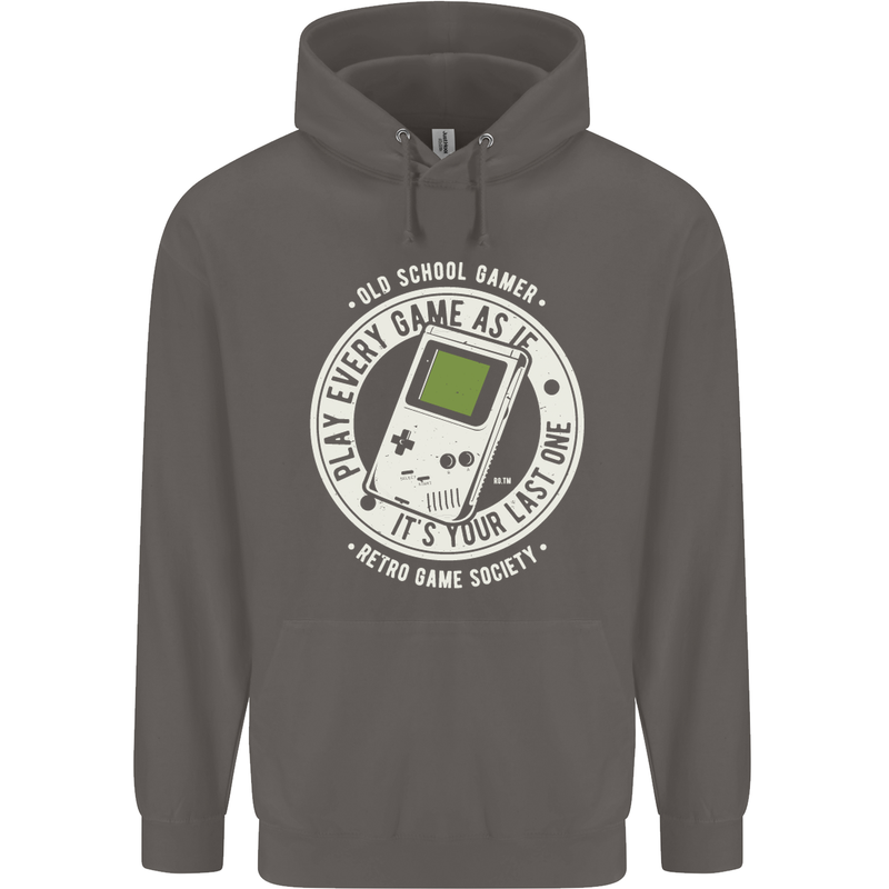 Old School Gamer Funny Gaming Mens 80% Cotton Hoodie Charcoal