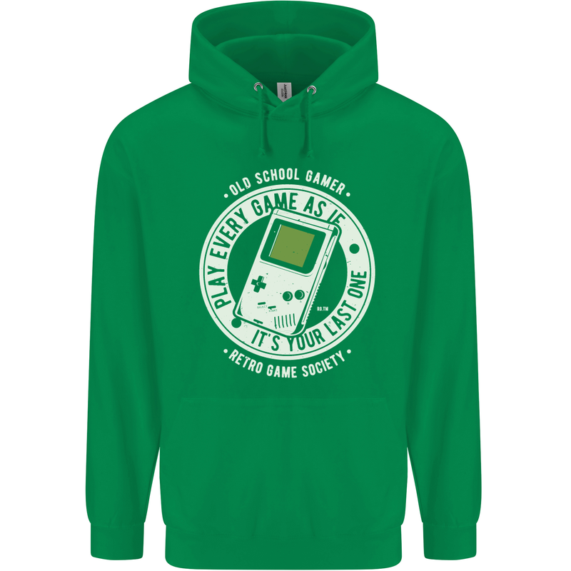 Old School Gamer Funny Gaming Mens 80% Cotton Hoodie Irish Green