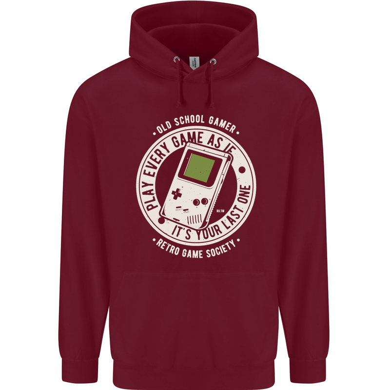Old School Gamer Funny Gaming Mens 80% Cotton Hoodie Maroon