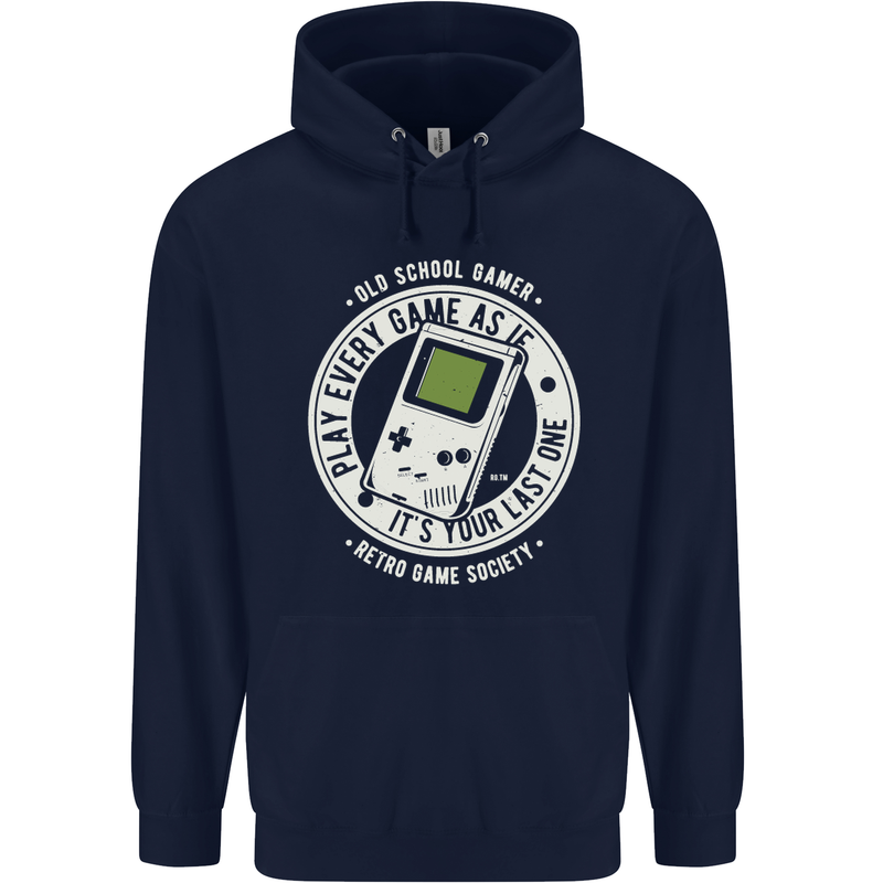 Old School Gamer Funny Gaming Mens 80% Cotton Hoodie Navy Blue