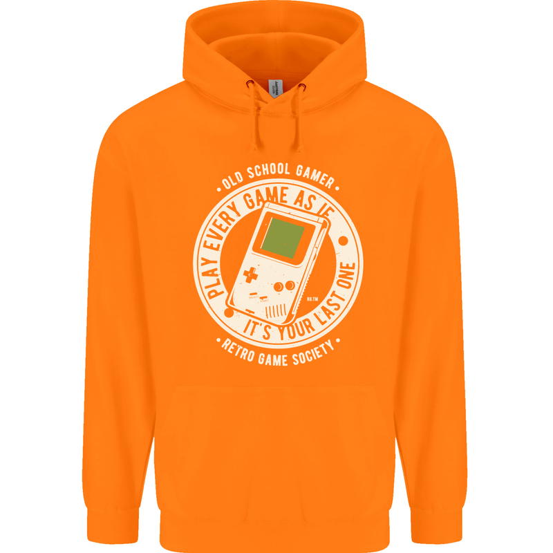 Old School Gamer Funny Gaming Mens 80% Cotton Hoodie Orange