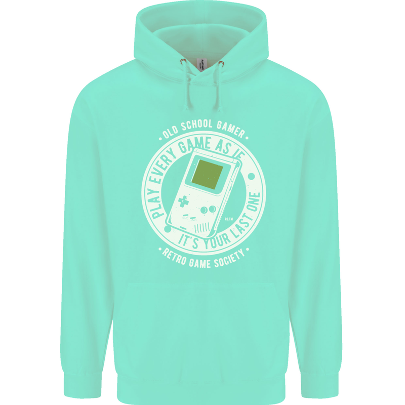 Old School Gamer Funny Gaming Mens 80% Cotton Hoodie Peppermint