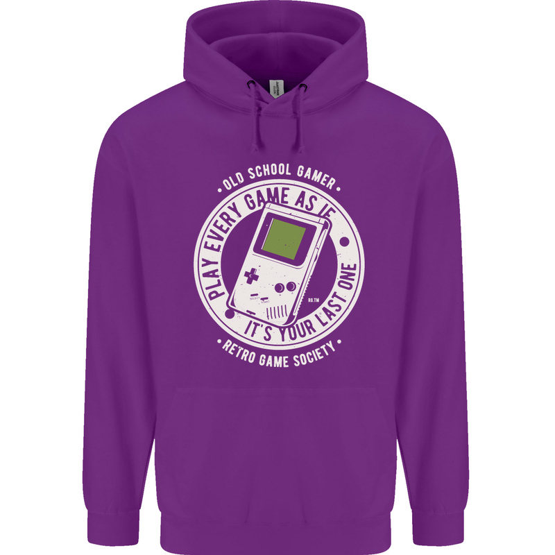 Old School Gamer Funny Gaming Mens 80% Cotton Hoodie Purple