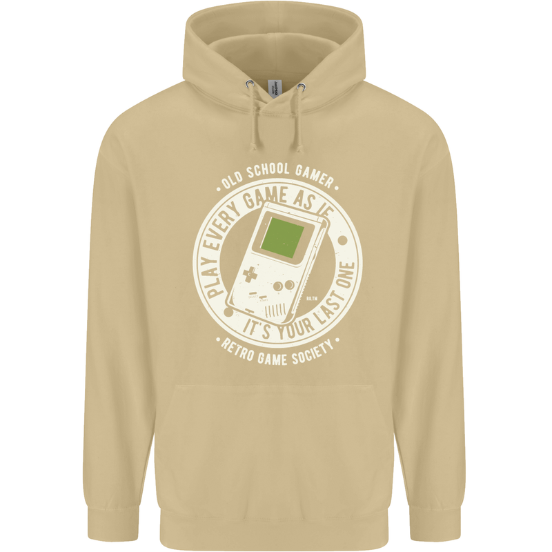Old School Gamer Funny Gaming Mens 80% Cotton Hoodie Sand