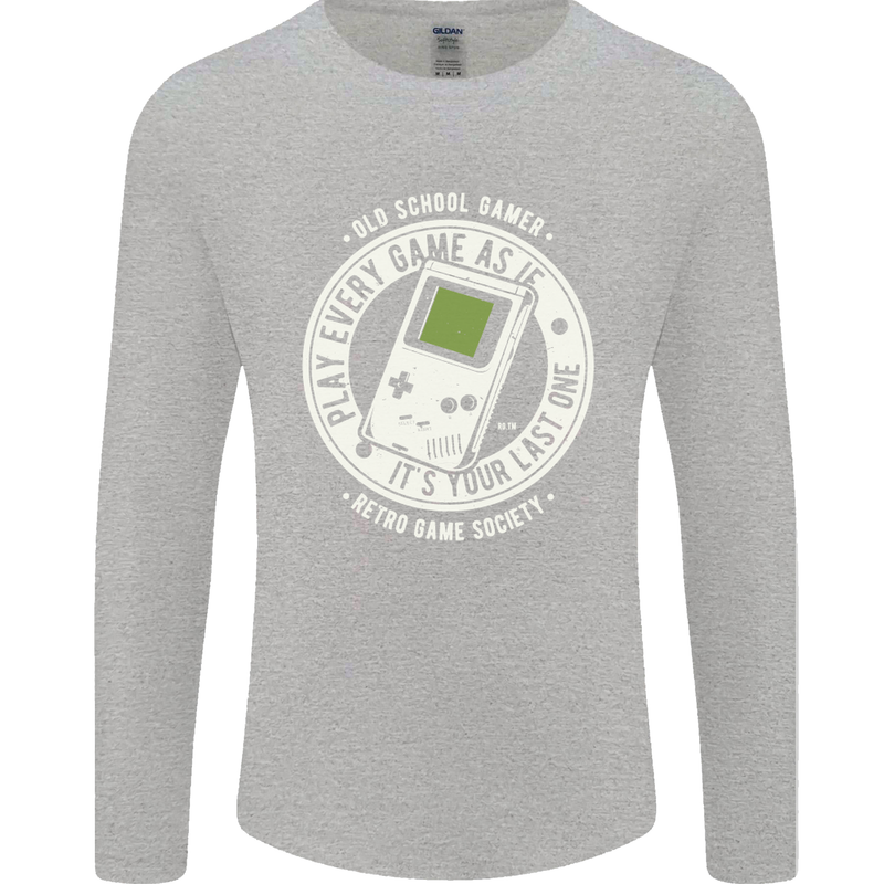 Old School Gamer Funny Gaming Mens Long Sleeve T-Shirt Sports Grey