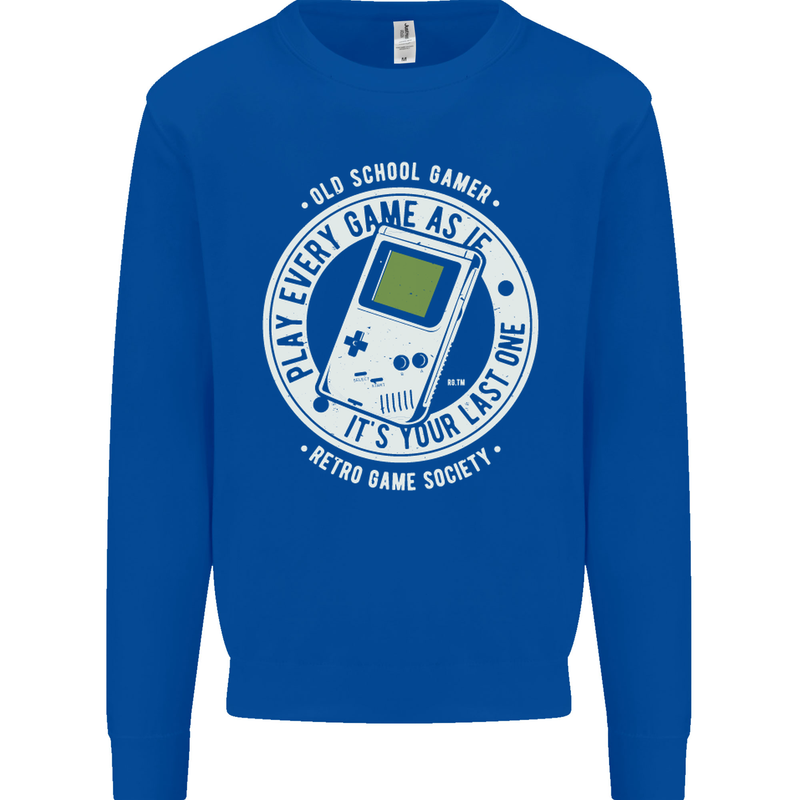 Old School Gamer Funny Gaming Mens Sweatshirt Jumper Royal Blue