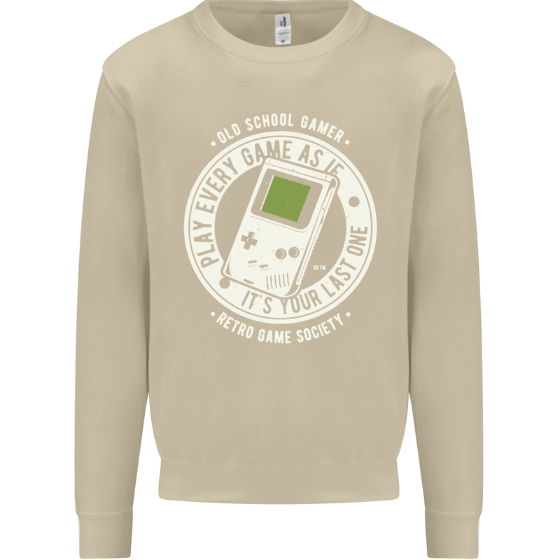 Old School Gamer Funny Gaming Mens Sweatshirt Jumper Sand