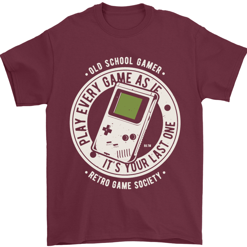 Old School Gamer Funny Gaming Mens T-Shirt Cotton Gildan Maroon