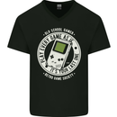 Old School Gamer Funny Gaming Mens V-Neck Cotton T-Shirt Black