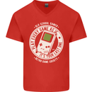 Old School Gamer Funny Gaming Mens V-Neck Cotton T-Shirt Red