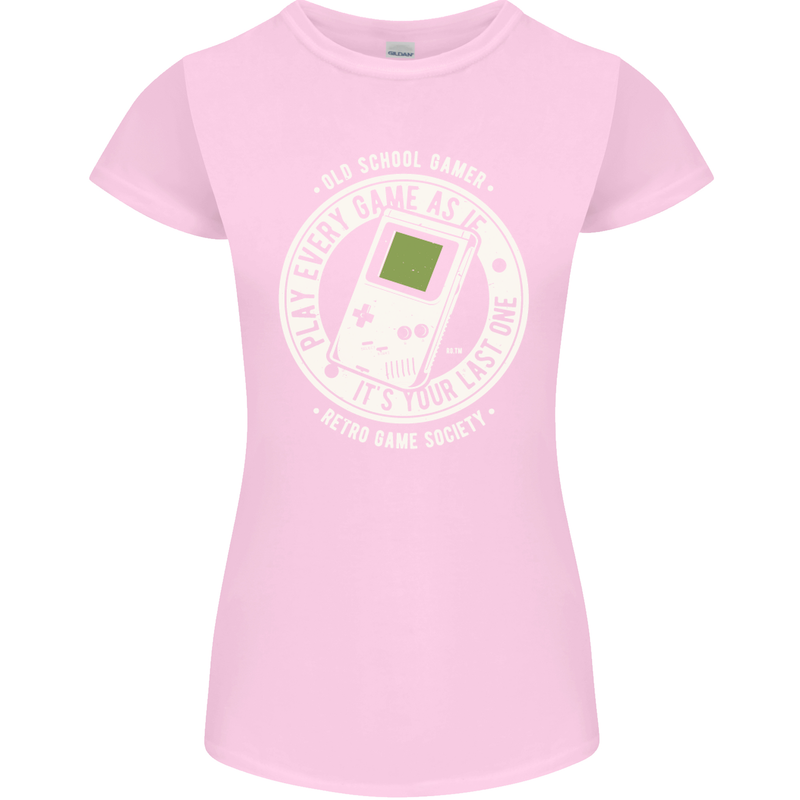 Old School Gamer Funny Gaming Womens Petite Cut T-Shirt Light Pink
