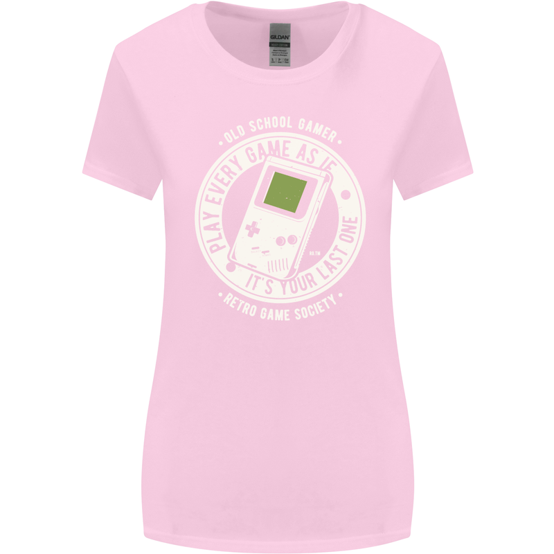 Old School Gamer Funny Gaming Womens Wider Cut T-Shirt Light Pink