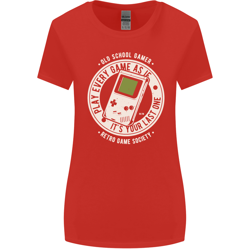 Old School Gamer Funny Gaming Womens Wider Cut T-Shirt Red