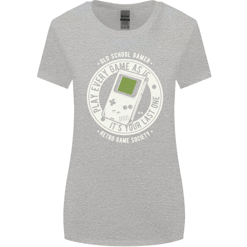 Old School Gamer Funny Gaming Womens Wider Cut T-Shirt Sports Grey