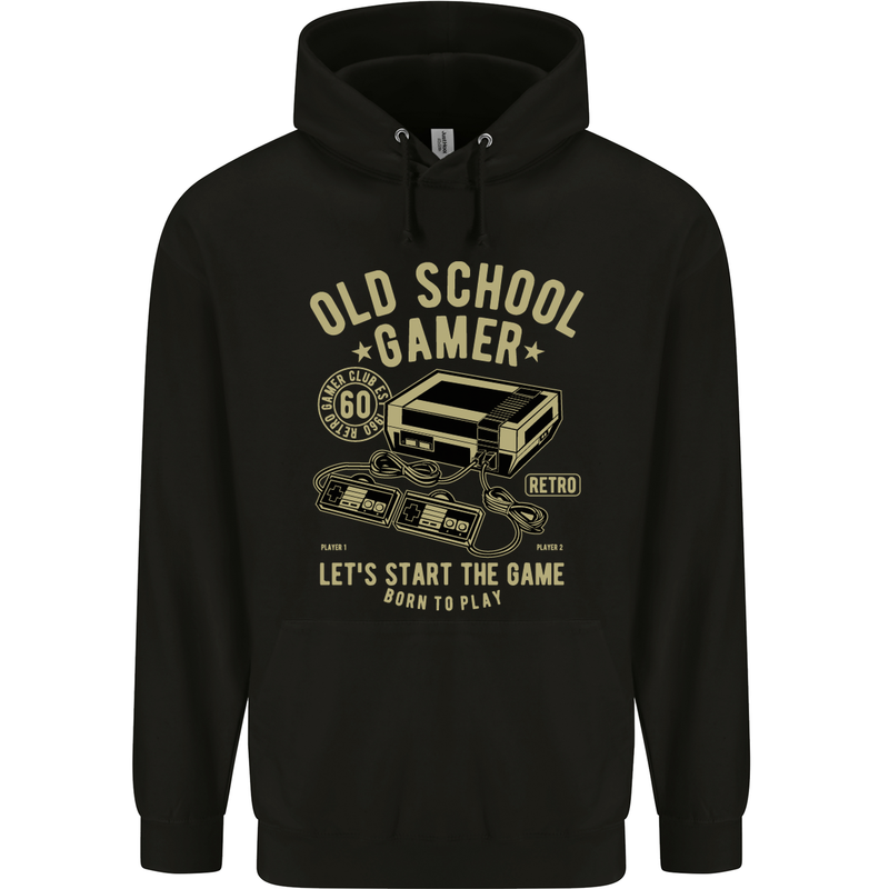 Old School Gamer Gaming Funny Childrens Kids Hoodie Black