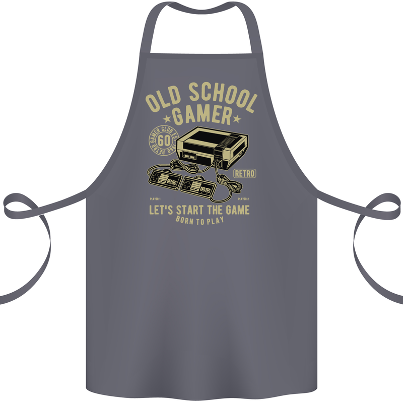 Old School Gamer Gaming Funny Cotton Apron 100% Organic Steel