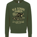 Old School Gamer Gaming Funny Kids Sweatshirt Jumper Forest Green