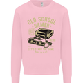 Old School Gamer Gaming Funny Kids Sweatshirt Jumper Light Pink