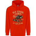 Old School Gamer Gaming Funny Mens 80% Cotton Hoodie Bright Red