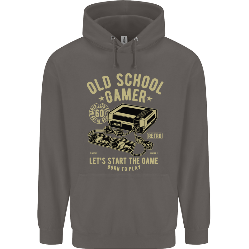 Old School Gamer Gaming Funny Mens 80% Cotton Hoodie Charcoal
