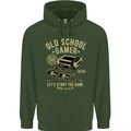 Old School Gamer Gaming Funny Mens 80% Cotton Hoodie Forest Green