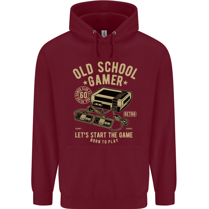 Old School Gamer Gaming Funny Mens 80% Cotton Hoodie Maroon