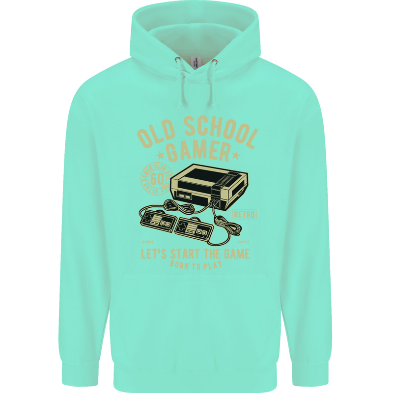 Old School Gamer Gaming Funny Mens 80% Cotton Hoodie Peppermint