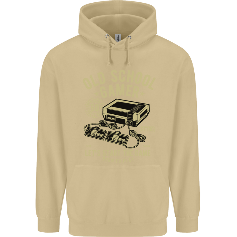 Old School Gamer Gaming Funny Mens 80% Cotton Hoodie Sand