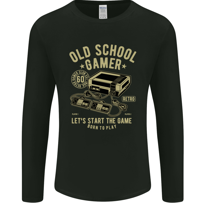 Old School Gamer Gaming Funny Mens Long Sleeve T-Shirt Black