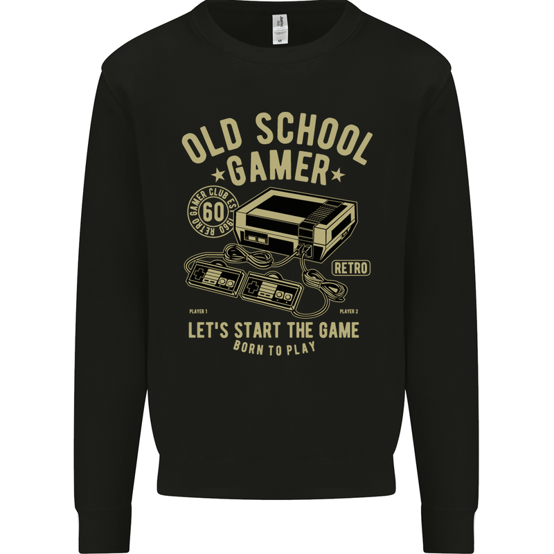 Old School Gamer Gaming Funny Mens Sweatshirt Jumper Black