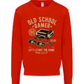 Old School Gamer Gaming Funny Mens Sweatshirt Jumper Bright Red