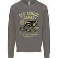 Old School Gamer Gaming Funny Mens Sweatshirt Jumper Charcoal