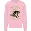 Old School Gamer Gaming Funny Mens Sweatshirt Jumper Light Pink