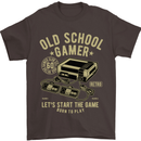 Old School Gamer Gaming Funny Mens T-Shirt Cotton Gildan Dark Chocolate
