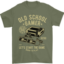 Old School Gamer Gaming Funny Mens T-Shirt Cotton Gildan Military Green
