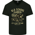 Old School Gamer Gaming Funny Mens V-Neck Cotton T-Shirt Black
