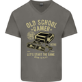 Old School Gamer Gaming Funny Mens V-Neck Cotton T-Shirt Charcoal