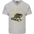 Old School Gamer Gaming Funny Mens V-Neck Cotton T-Shirt Sports Grey