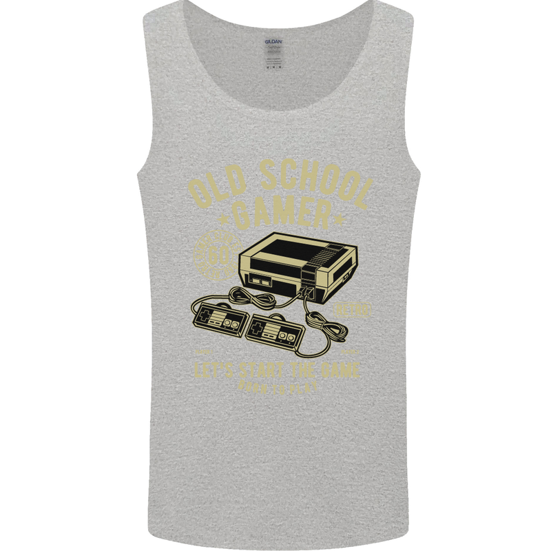 Old School Gamer Gaming Funny Mens Vest Tank Top Sports Grey