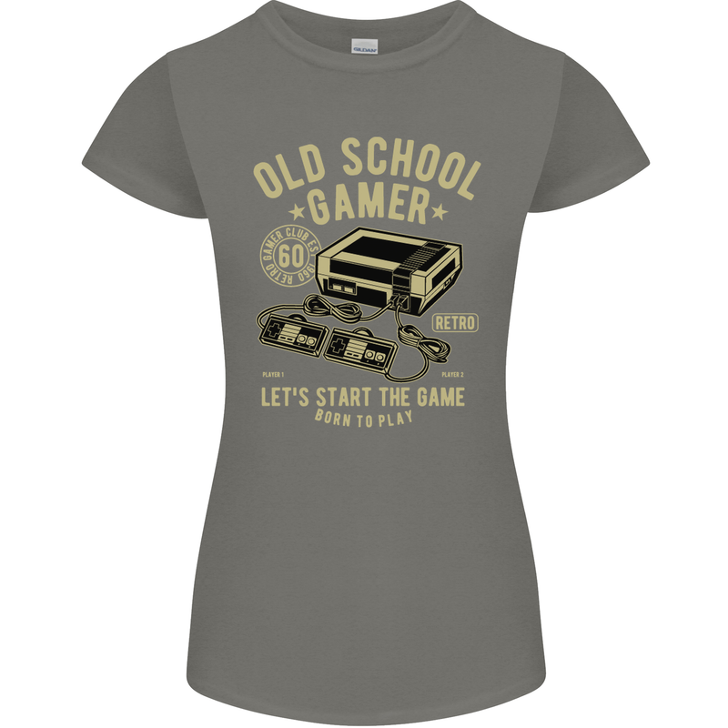 Old School Gamer Gaming Funny Womens Petite Cut T-Shirt Charcoal