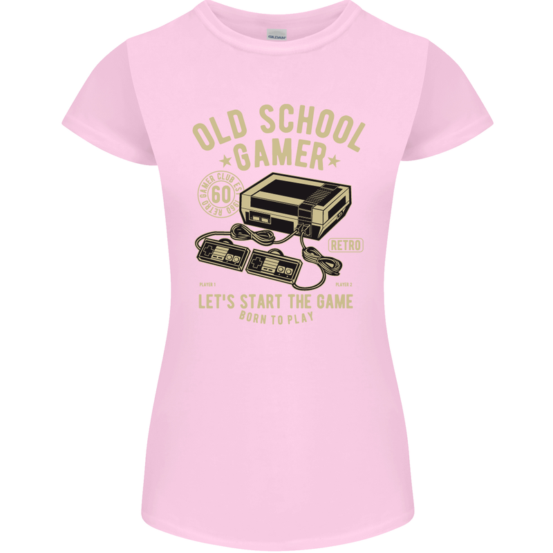 Old School Gamer Gaming Funny Womens Petite Cut T-Shirt Light Pink