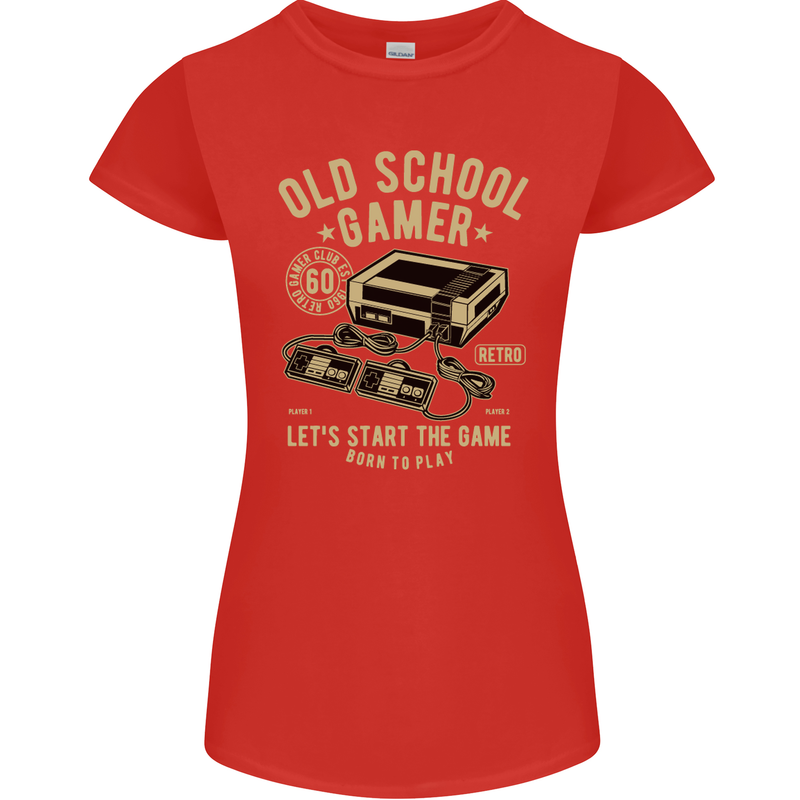 Old School Gamer Gaming Funny Womens Petite Cut T-Shirt Red