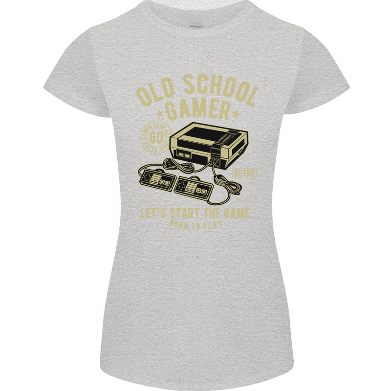 Old School Gamer Gaming Funny Womens Petite Cut T-Shirt Sports Grey