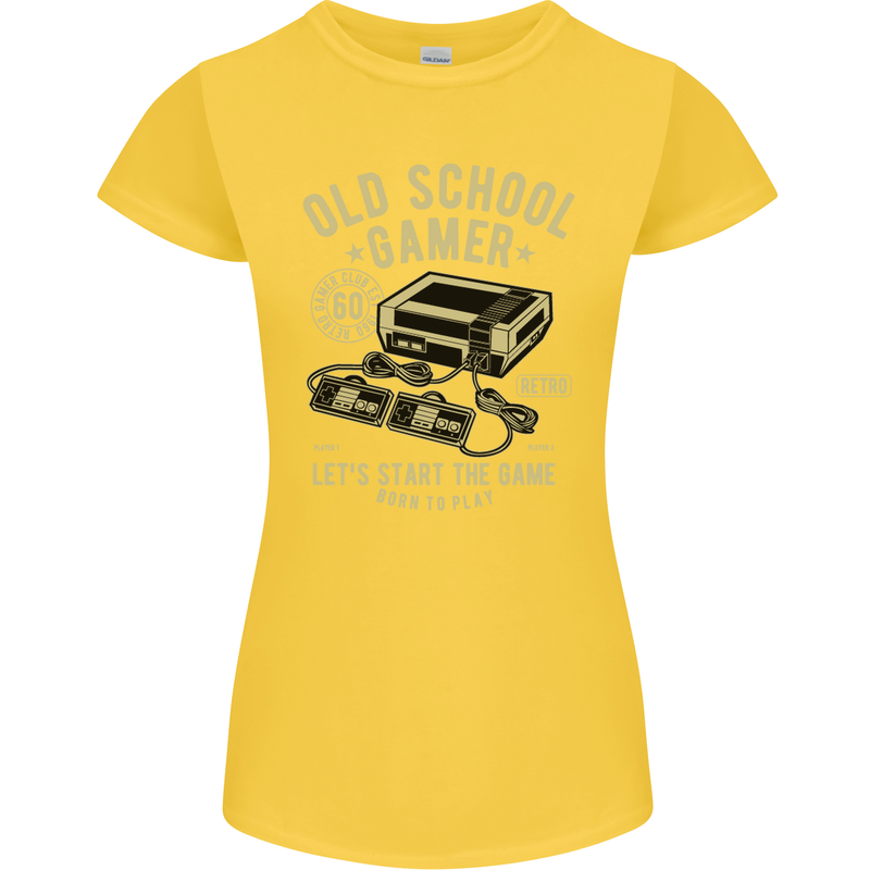 Old School Gamer Gaming Funny Womens Petite Cut T-Shirt Yellow