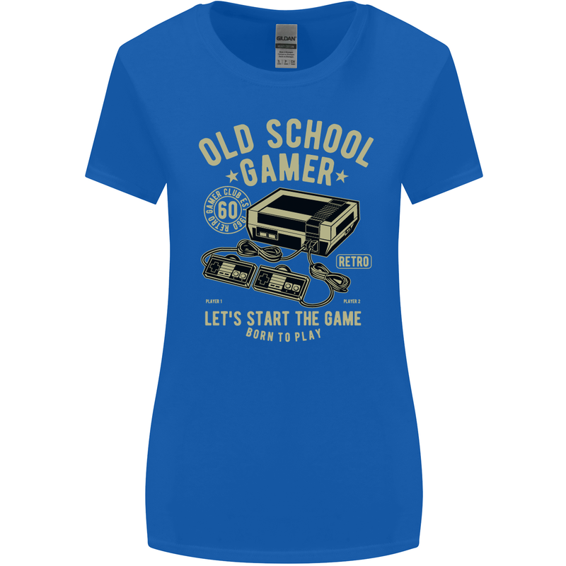 Old School Gamer Gaming Funny Womens Wider Cut T-Shirt Royal Blue