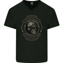 Old School Motorcycle Motorbike Biker Mens V-Neck Cotton T-Shirt Black