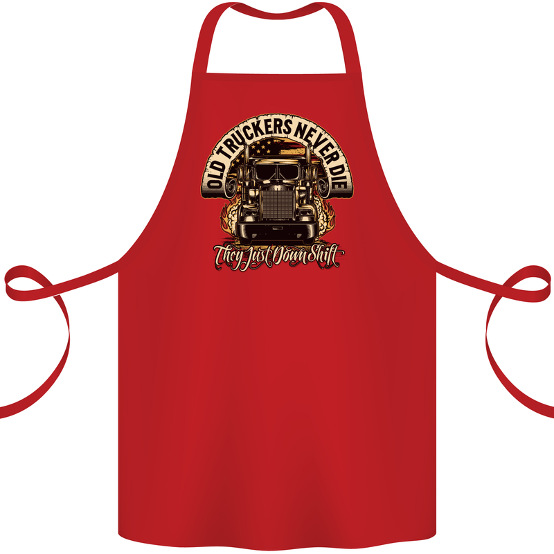 Old Truckers Never Die Lorry Driver Lorries Cotton Apron 100% Organic Red
