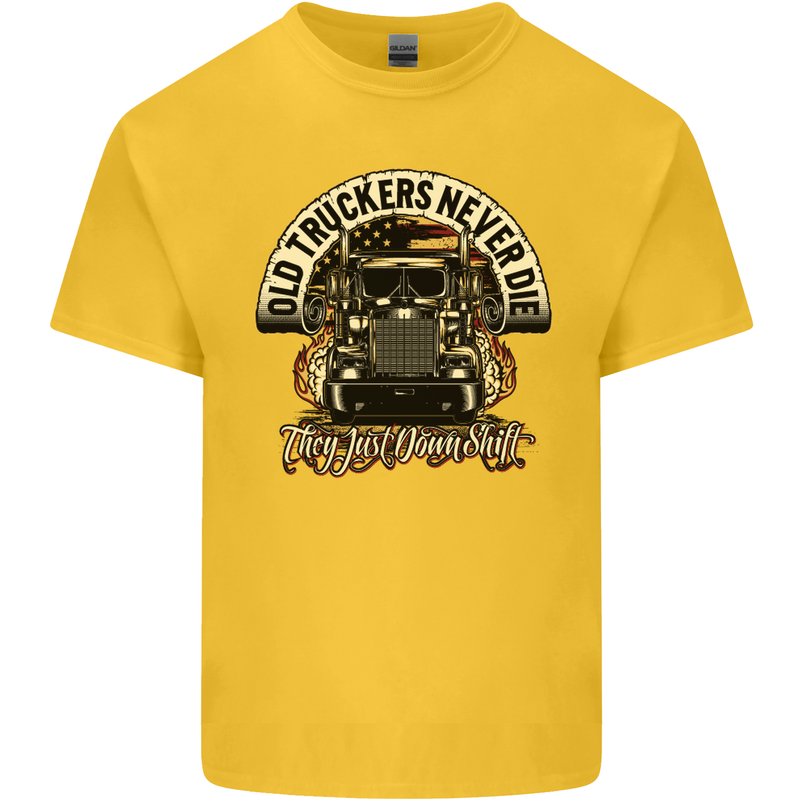 Old Truckers Never Die Lorry Driver Lorries Kids T-Shirt Childrens Yellow