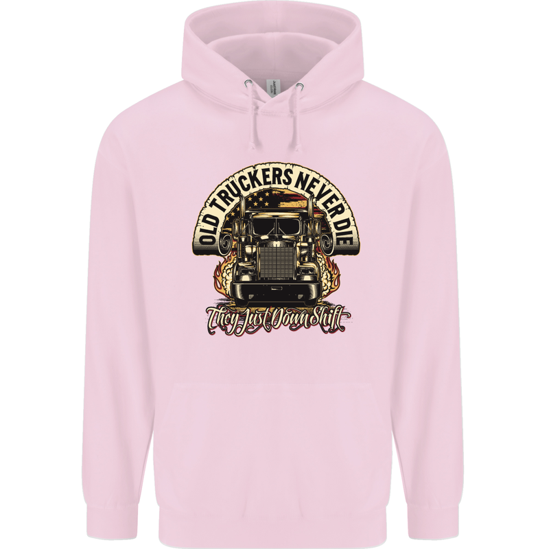Old Truckers Never Die Lorry Driver Lorries Mens 80% Cotton Hoodie Light Pink