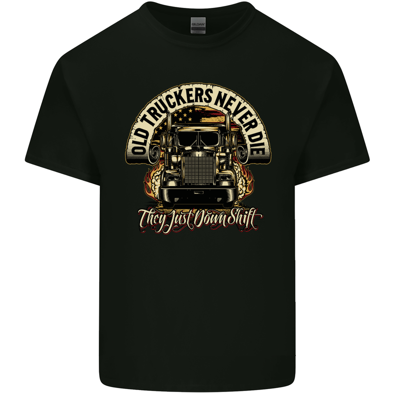 Old Truckers Never Die Lorry Driver Lorries Mens Cotton T-Shirt Tee Top Black